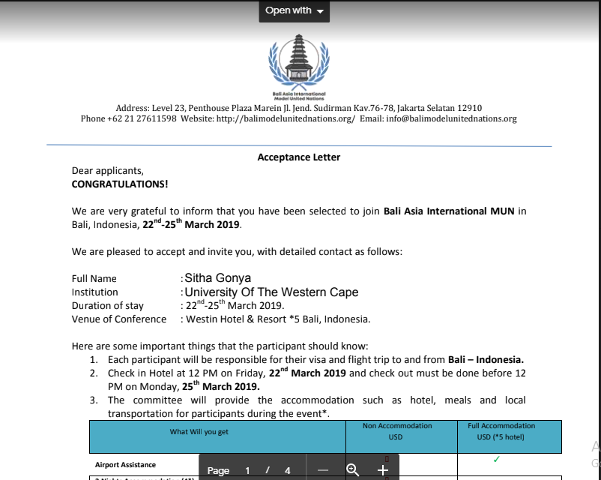 GET SITHA TO BALI ASIA INTERNATIONAL MUN – GOAL R15 000